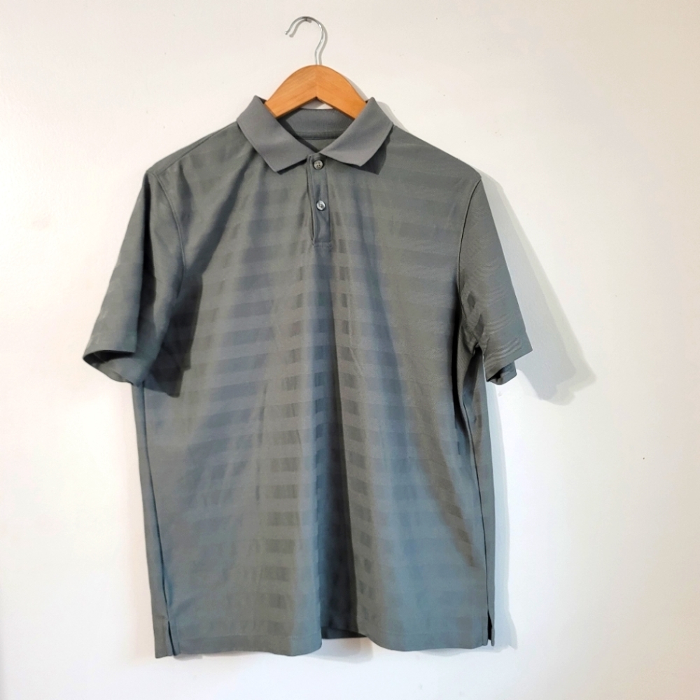 Van Heusen Men's Classic Fit Short Sleeve Polo Shirt,size M,gray color